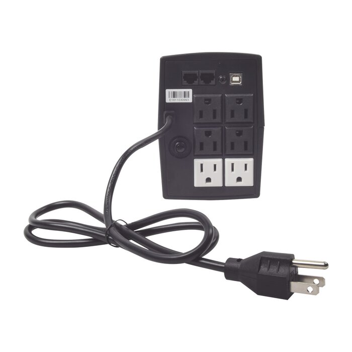UPS de 850VA/510W / Topología Línea Interactiva / Entrada y Salida 120 Vca / Regulador de Voltaje AVR 80-150 Vca / Clavija NEMA 5-15P / 6 Tomas NEMA 5-15R