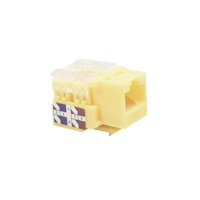Módulo Jack Keystone Cat6 con terminación 110 (Punchdown) para faceplate - Color Amarillo