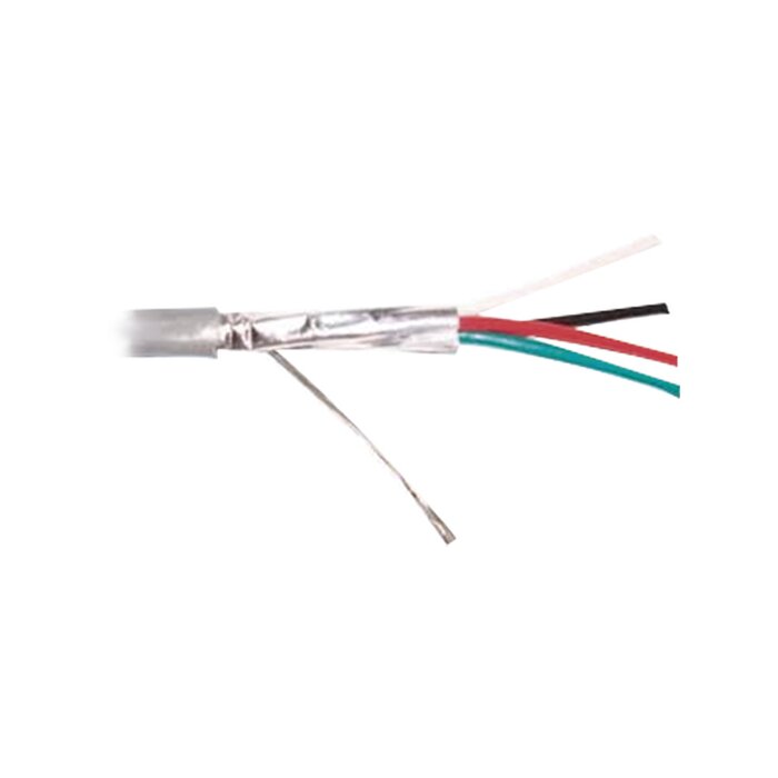 Caja de 305 metros de 4 conductores calibre 22, Blindado , CMR, color gris. Aplicaciones en sistemas de audio, alarmas y control de acceso.