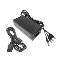 Fuente de 12 Vcd 5 Amper, Con 4 salidas jack macho de alimentación; Voltaje de entrada : 96-264 Vca