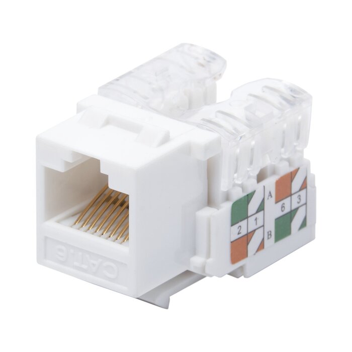 Módulo Jack Keystone Cat6 con terminación 110 (Punchdown) para faceplate - Color Blanco