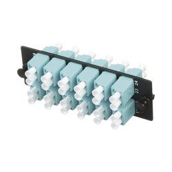 Placa Acopladora de Fibra Optica FAP, Con 12 Conectores LC Duplex (24 Fibras), Para Fibra Multimodo OM3/OM4, Color Aqua