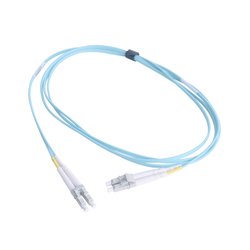 Jumper de Fibra Óptica Multimodo 50/125 XGLO OM3, LC-LC Duplex, OFNR, Color Aqua, 2 Metros