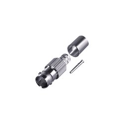Conector BNC Hembra de Anillo Plegable para cables RG-6/U, 75 Ohm Ni/Au/Teflon.