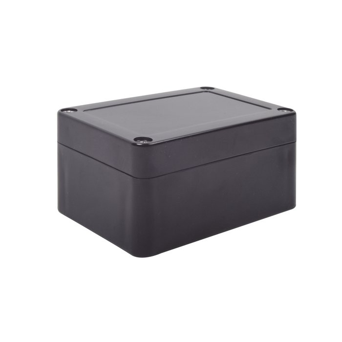 Gabinete Plástico Negro para Exterior (IP65) de 100 x 68 x 50 mm Cierre por Tornillos.