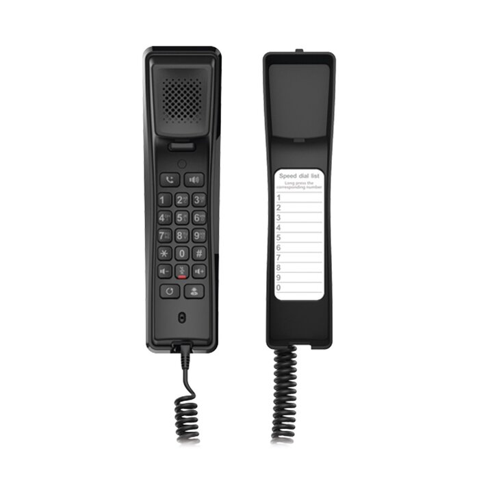 Teléfono IP profesional para Hotelería, montaje en pared, teclado numérico estándar, conferencia de 3 vías, Opus y PoE.
