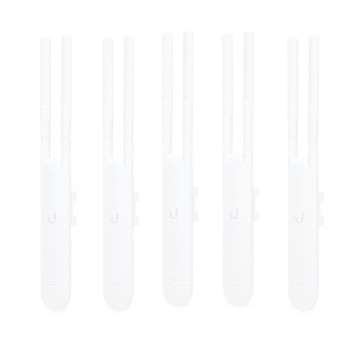 Paquete de 5 Access Point UniFi doble banda para exterior, antenas desmontables 360° , 802.11ac MIMO 2X2, hasta 100 usuarios por equipo. 802.3af, Sin PoE´s