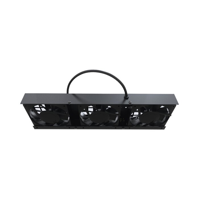 Kit de 3 Ventiladores 110 Vca (12 x 12 cm) con Clavija para Gabinete de Piso.