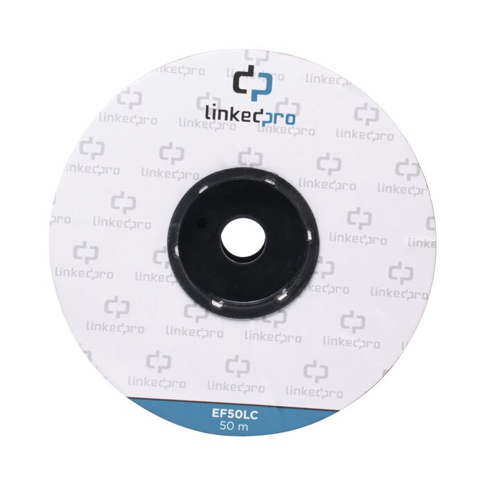 Carrete de Fibra Óptica Monomodo con conectores LC-LC Duplex, Reforzada con Kevlar, de 50 metros