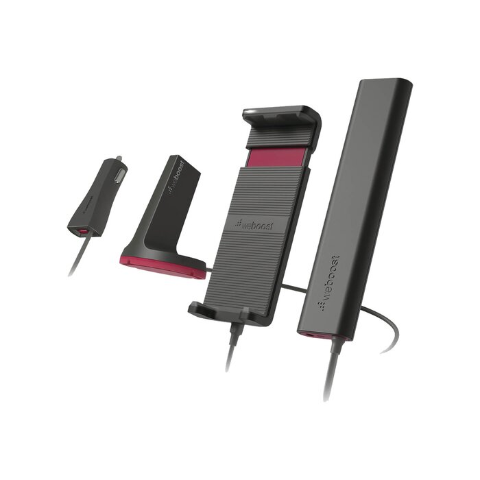 Amplificador de Señal Celular para Vehículo. Soporta 4G LTE, 3G y VOZ, con base para un celular.