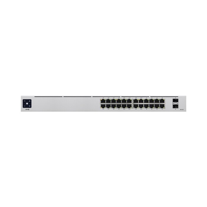 UniFi Switch USW-24-POE Gen2, Capa 2 de 24 puertos (16 puertos PoE 802.3af/at + 8 puertos Gigabit) + 2 puertos 1G SFP, 95W, pantalla informativa
