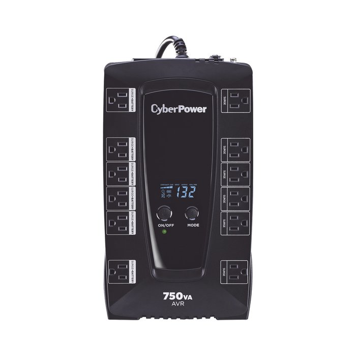 UPS de 750 VA/450 W, Topología Línea Interactiva, Entrada 120 Vca NEMA 5-15P, Tipo Gabinete Compacto, Con 12 Tomas NEMA 5-15R