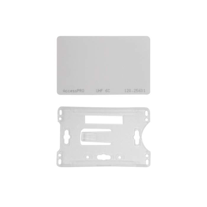Kit de Tag UHF tipo Tarjeta para lectoras de largo alcance 900 MHZ / EPC GEN 2 / ISO 18000 6C / No imprimible / Incluye porta tarjeta