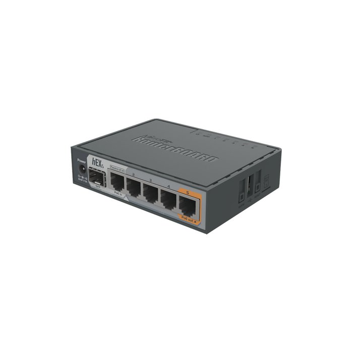(hEX S) Router Dual Core, 5 puertos Gigabit, 1 Puerto SFP, PoE in, PoE Out