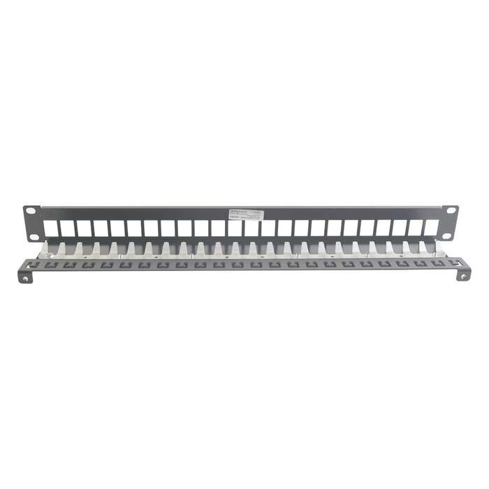 Patch Panel TERA-MAX Blindado de 24 Puertos, Modular, Plano, Color Negro, 1UR