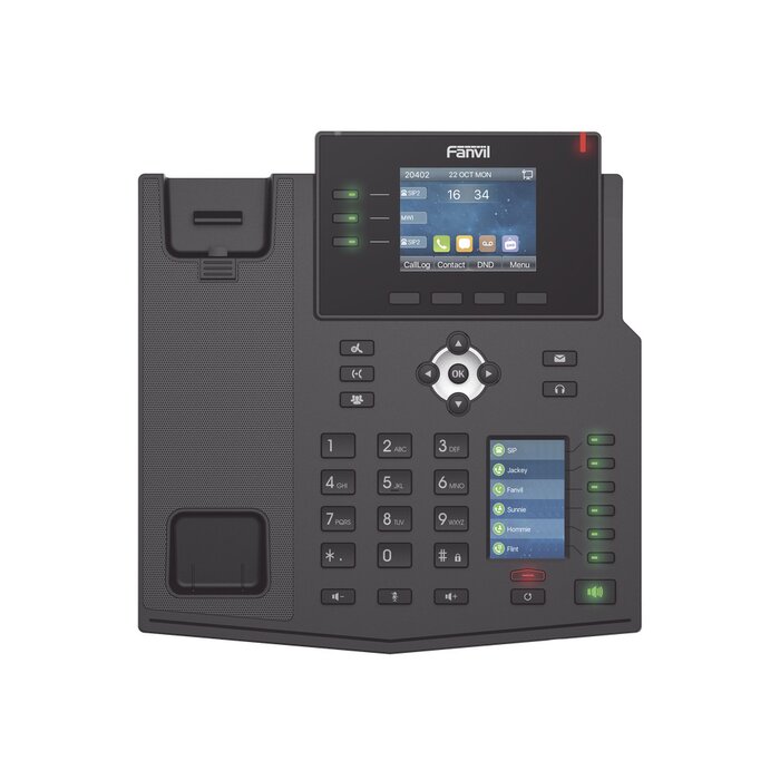 Teléfono IP Empresarial con Estándares Europeos, 12 lineas SIP con pantalla a color, 30 teclas DSS/BLF, puertos Gigabit, IPv6, Opus y conferencia de 3 vías, PoE/DC (incluye fuente).