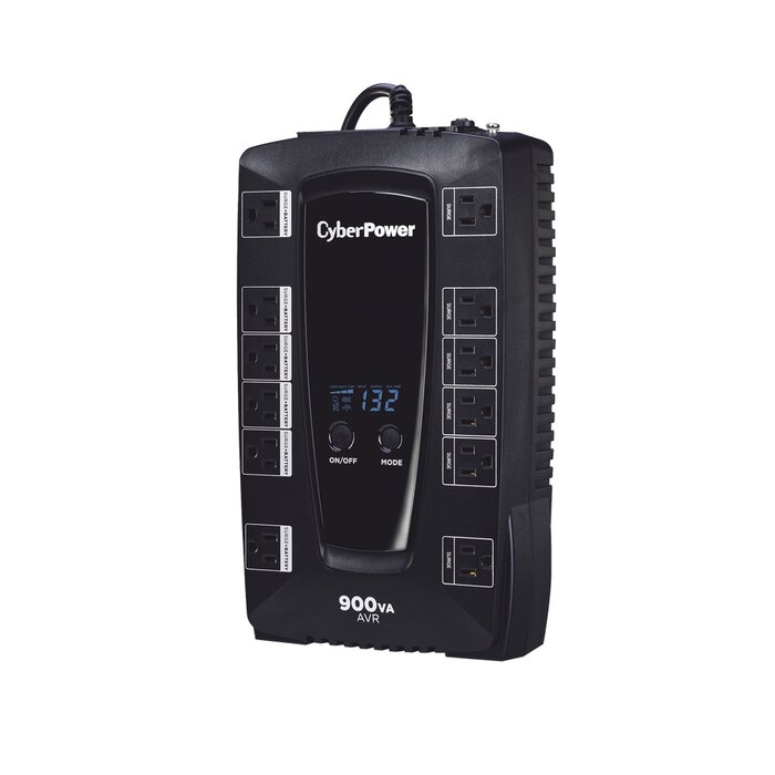 UPS de 900 VA/480 W, Topología Línea Interactiva, Entrada 120 Vca NEMA 5-15P, Tipo Gabinete Compacto, Con 12 Tomas NEMA 5-15R