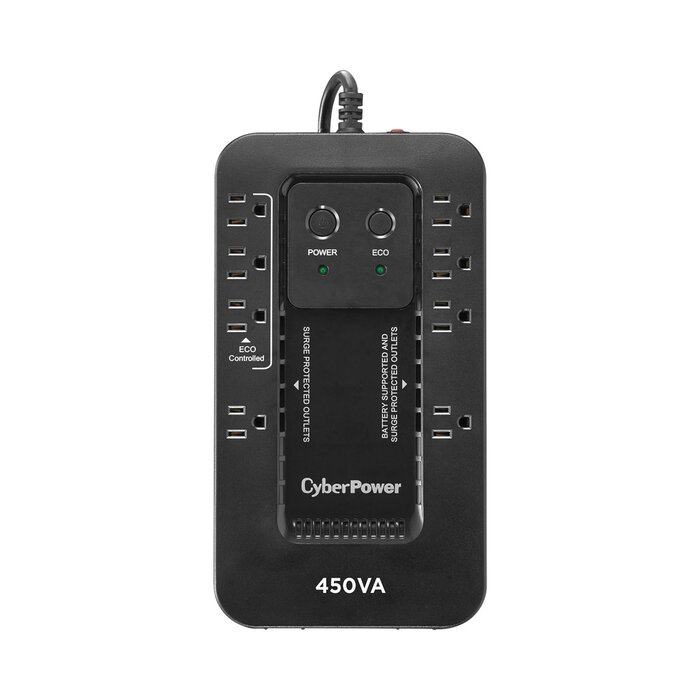 UPS de 450 VA/260 W, Topología Standby con Modo Ahorrador ECO, Entrada 120 Vca NEMA 5-15P, Con 8 Tomas NEMA 5-15R