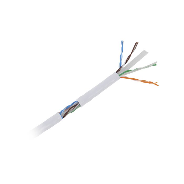 Bobina de Cable UTP de 305 m (1000 ft) Cat6 aleación de Cobre y Aluminio (CCA), color blanco, Uso exclusivo interior