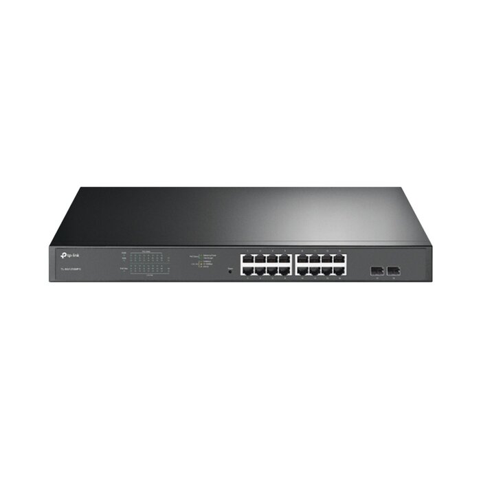 Switch JetStream de 16 puertos 10/100/1000Mbps y PoE af/at, 2 puertos SFP hasta 192W.
