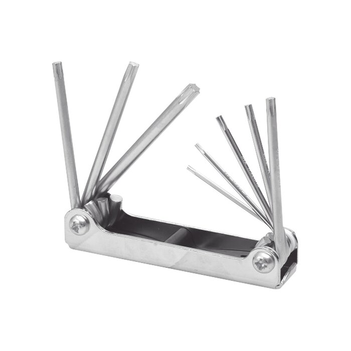 Juego de 8 llaves hexagonales Torx® tipo navaja, estuche metálico.