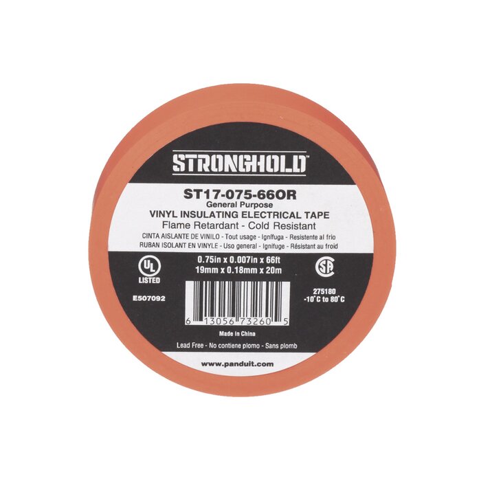 Cinta Eléctrica para Aislar, de PVC, Uso General, Grosor de 0.18mm (7 mil), Ancho de 19mm, y 20.12m de Largo, Color Rojo