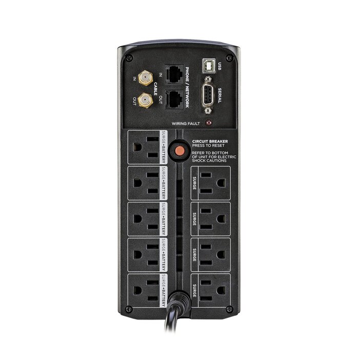 UPS de 1000 VA/600 W, Topología Línea Interactiva, Entrada 120 Vca NEMA 5-15P, Tipo Mini Torre, Con 9 Tomas NEMA 5-15R