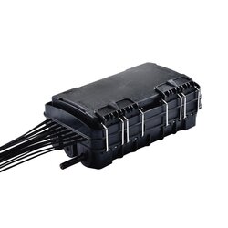 Caja de Distribución de Fibra Óptica Light para 24 Empalmes, con 8 acopladores SC/APC simplex, Exterior IP65, Color Negro