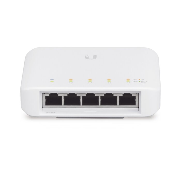 Switch UniFi FLEX para exterior IP55 de 5 puertos (1 x PoE de entrada 802.3af/at/bt y 4 PoE salida 802.3af)