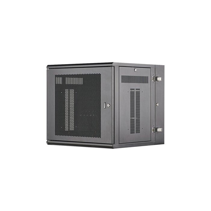 Gabinete PanZone de Montaje en Pared, de 19in, Puerta Ventilada, 12 UR, 635mm de Profundidad, Color Negro