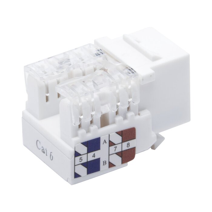 Módulo Jack Keystone Cat6 con terminación 110 (Punchdown) para faceplate - Color Blanco