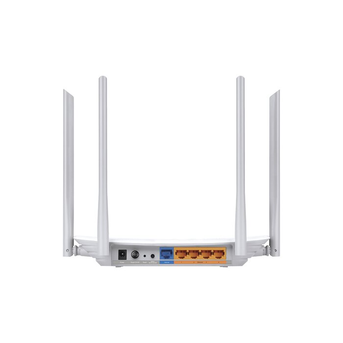 Router Inalámbrico doble banda AC, 2.4 GHz y 5 GHz Hasta 1200 Mbps, 4 antenas externas omnidireccional, 4 Puertos LAN 10/100 Mbps, 1 Puerto WAN 10/100 Mbps