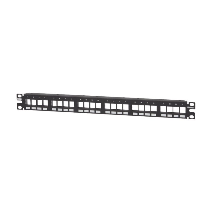 Panel de Parcheo Modular Keystone (Sin Conectores), Numerado y Espacio para Etiquetas, de 24 puertos, 1UR