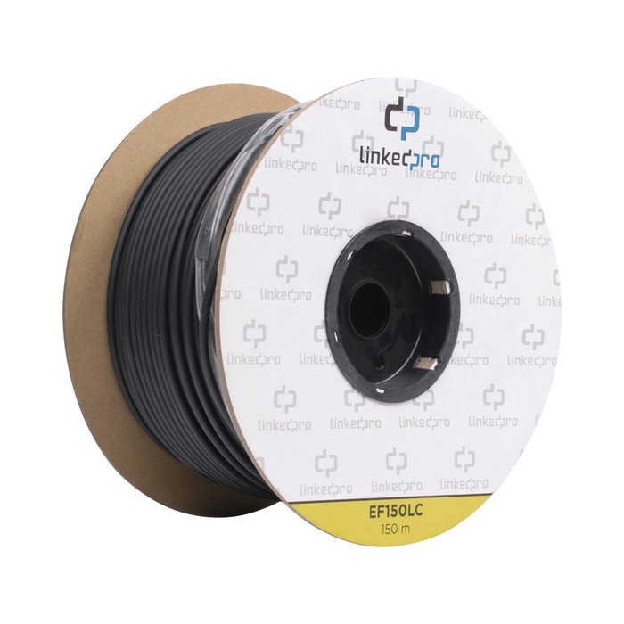 Carrete de Fibra Óptica Monomodo con conectores LC-LC Duplex, Reforzada con Kevlar, de 150 metros
