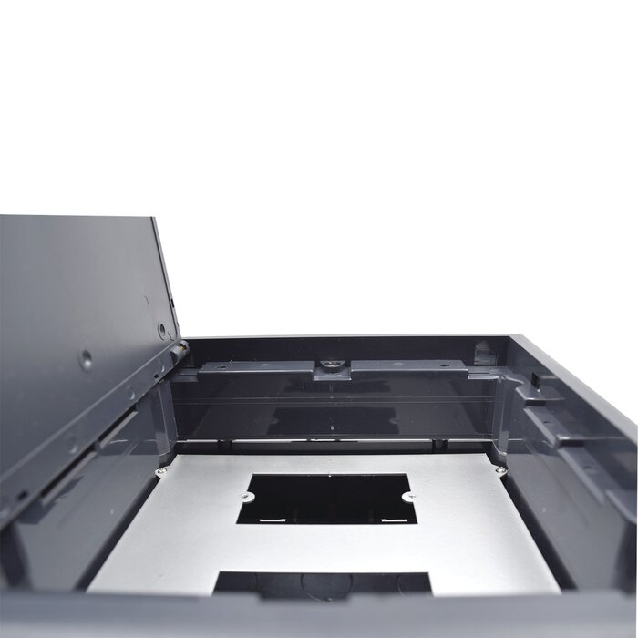 Caja de piso para cuatro módulos universales (Socket M4), para alimentación eléctrica y redes de datos (11000-43401) No incluye faceplates