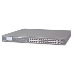 Switch no administrable de 24 puertos PoE+, 2 combo TP/SFP Gigabit y pantalla LCD para monitoreo