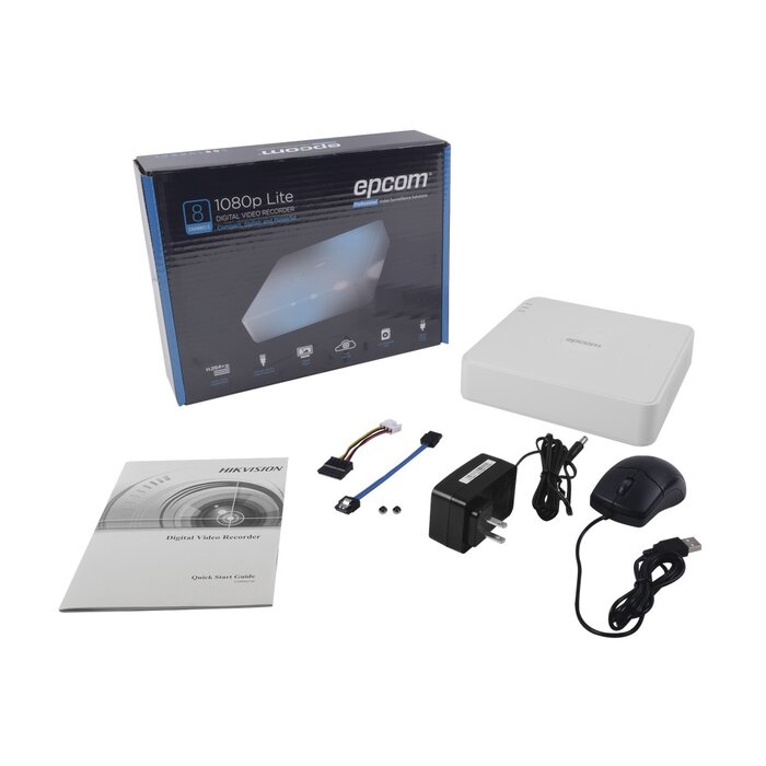DVR 8 Canales 1080p Lite / 8 Canales TURBOHD + 2 Canales IP / 1 Bahía de Disco Duro / H.264+ / 1 Canal de Audio / Salida de vídeo Full HD