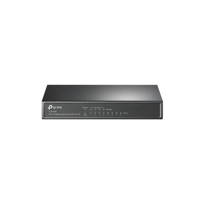 Switch PoE no Administrable de escritorio 8 puertos 10/100 Mbps, 4 puertos PoE, 57 W