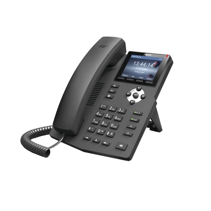 Teléfono IP empresarial para 2 lineas SIP con pantalla LCD de 2.8 pulgadas a color, puertos Gigabit y conferencia de 3 vías, PoE