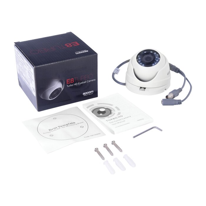 KIT TurboHD 1080p / DVR 8 Canales / 4 Cámaras Bala (exterior 2.8 mm) / 4 Cámaras Eyeball (exterior 2.8 mm) / Transceptores / Conectores / Fuente de Poder Profesional hasta 15 Vcd para Largas Distancias