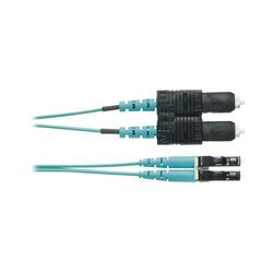 Jumper de Fibra Optica Multimodo 50/125 OM4, LC-SC Duplex, OFNR (Riser), Color Aqua, 2 Metros