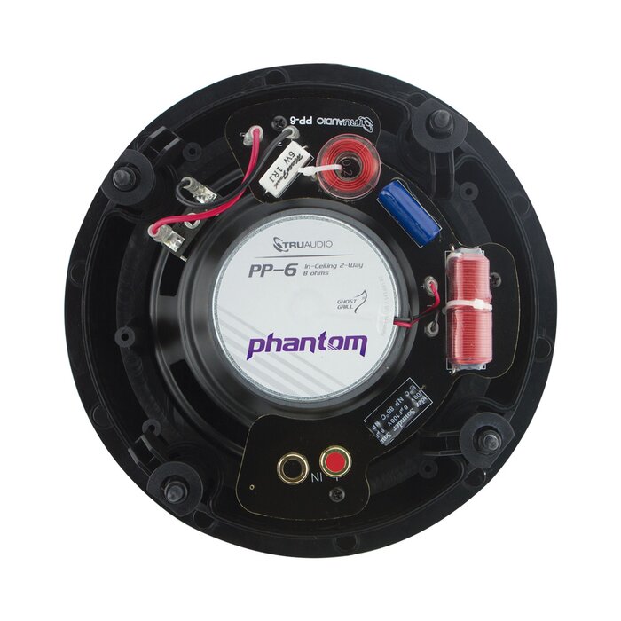 Phantom Series Altavoz de techo de 2 vias, woofer de polietileno inyectado de 6.5in, Tweeter giratorio de 1in, 5-90 watts 8 Ohms