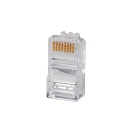Plug RJ45 Cat5e, Para Cable UTP Calibre 22 a 26 AWG, Chapado en Oro de 50 micras