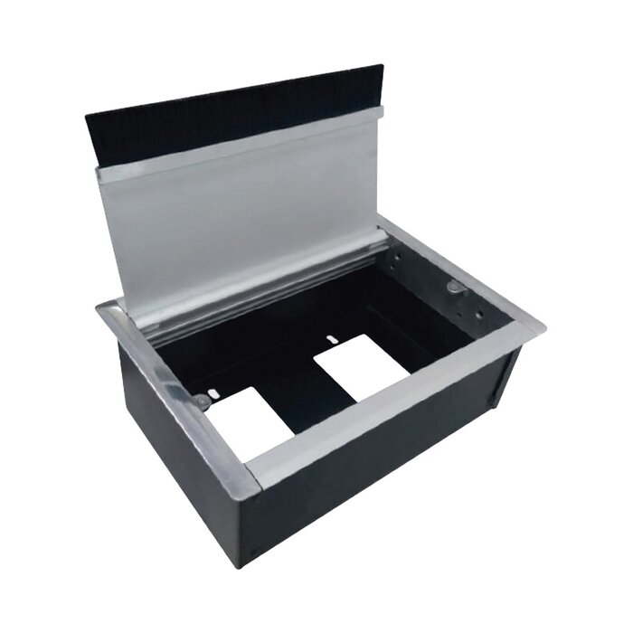 Caja universal vacía de 2 módulos para instalación en escritorio (voz, datos, vídeo, contactos eléctricos), (No incluye accesorios)