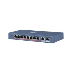 Switch PoE+ / 7 Puertos 100 Mbps 802.3 af/at (30 W) + 1 Puerto 100 Mbps HiPoE (60 W) / 2 Puertos Uplink Gigabit / 250 Metros PoE Larga Distancia