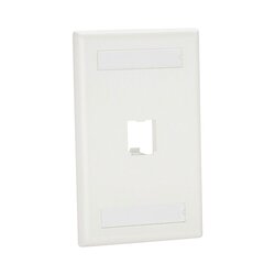 Placa de Pared Vertical Clásica, Salida Para 1 Puerto Mini-Com, Con Espacios Para Etiquetas, Color Blanco