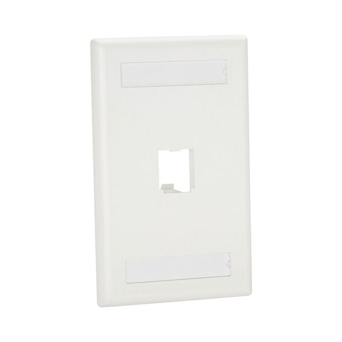 Placa de Pared Vertical Clásica, Salida Para 1 Puerto Mini-Com, Con Espacios Para Etiquetas, Color Blanco