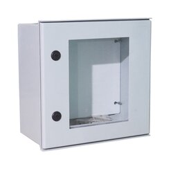Gabinete de Poliéster IP66 Puerta Transparente, Uso en Intemperie (300 x 400 x 200 mm) con Placa Trasera Interior (Incluye Chapa y Llave).