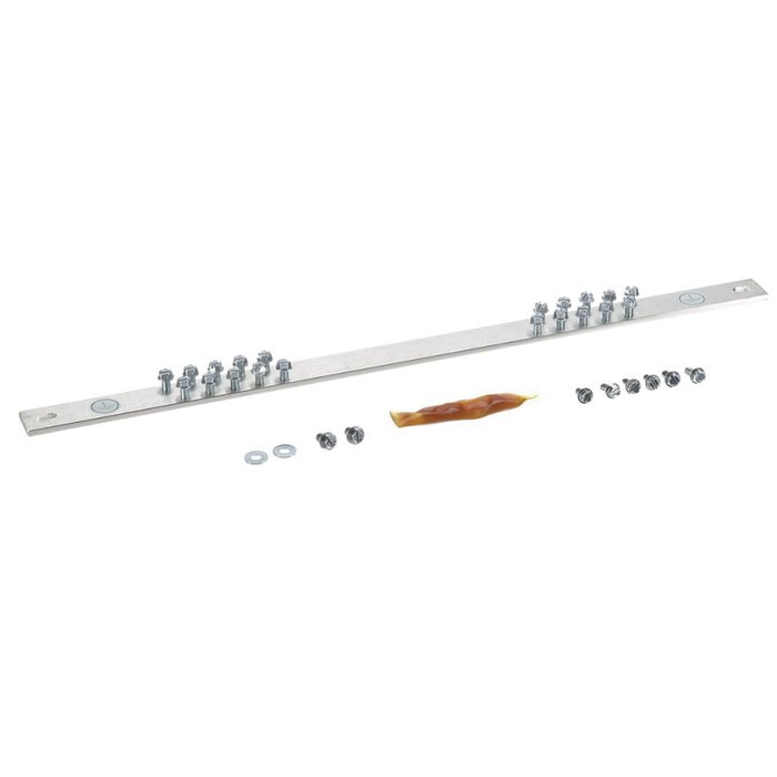 Barra Colectora de Conexión a Tierra, Para Rack de 19", Con 20 Orificios Para Conexión Rápida de Equipos, Incluye 20 Tornillos # 12-24 x 1/2" Instalados