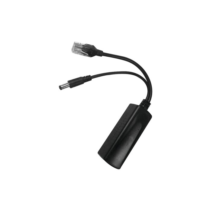 Cable divisor PoE pasivo de 48-55 Vcd @ 12 Vcd, 2 A. Aplicaciones como adaptar micrófonos en cámaras IP